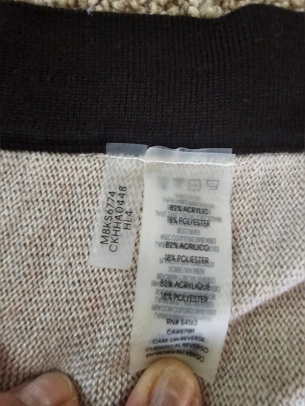 Calvin Klein Geometric Colorblock Poncho - Black & Cream